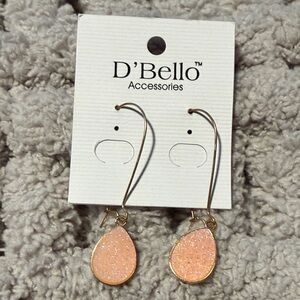 Gold and Pink Glitter Teardrop Earrings